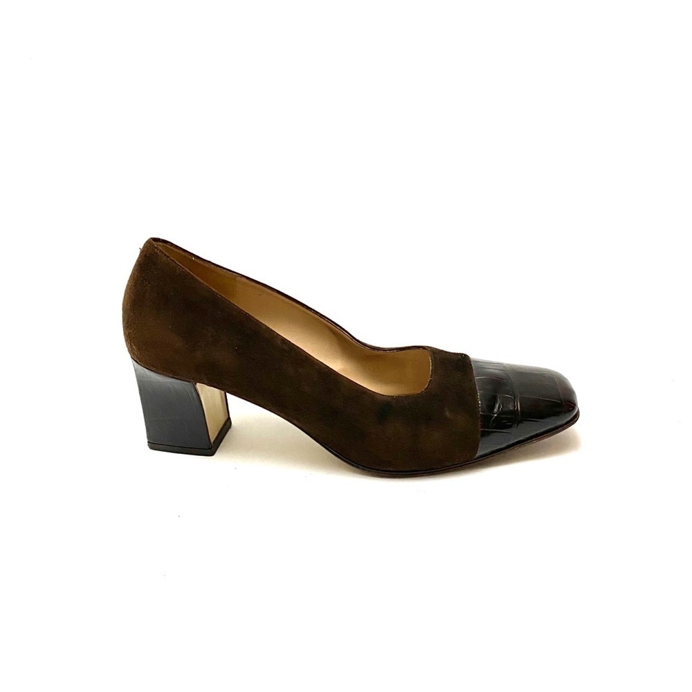 Vintage 1980s square toe Italian leather heels